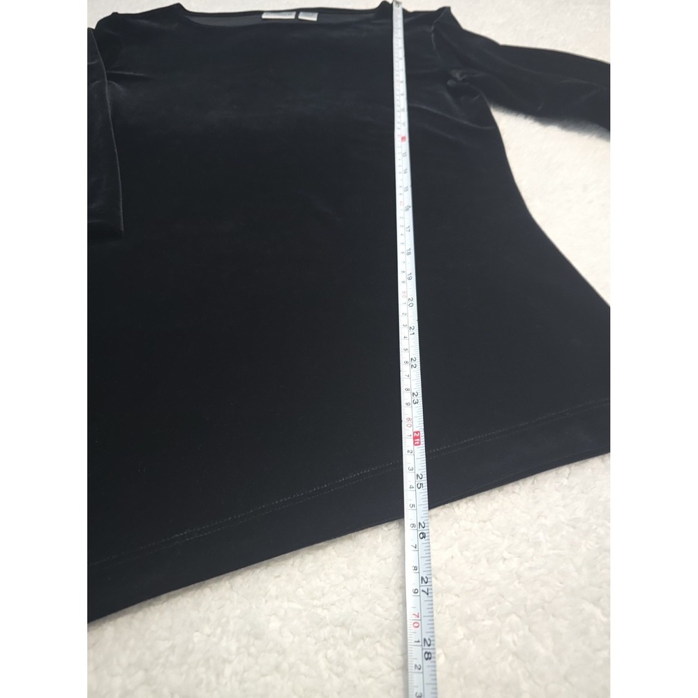 Chico's Travelers Asymmetrical 3/4 Sleeve Black Velvet Blouse Top Sz 1 Medium - Picture 3 of 8